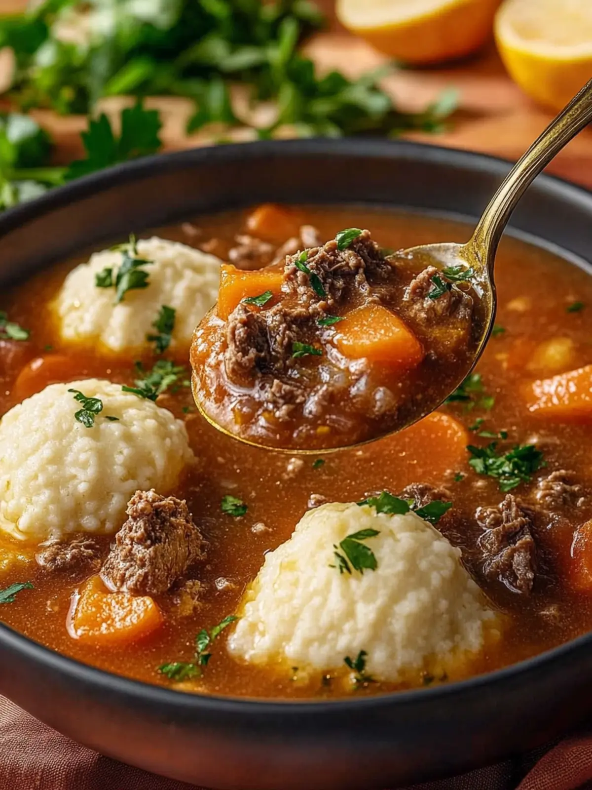 Herzhafter Rindereintopf mit Kräuterknödeln Genuss 3 Herzhafter Rindereintopf mit Kräuterknödeln