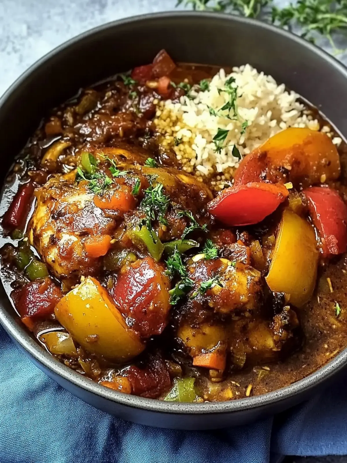 Echtes Jamaikanisches Braunes Eintopf-Hühnchen genießen 4 Echtes Jamaikanisches Braunes Eintopf-Hühnchen