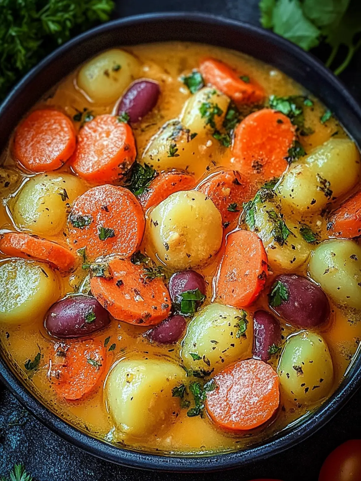 Leckeres Eintopfgericht mit Kartoffeln und Rinderwürsten