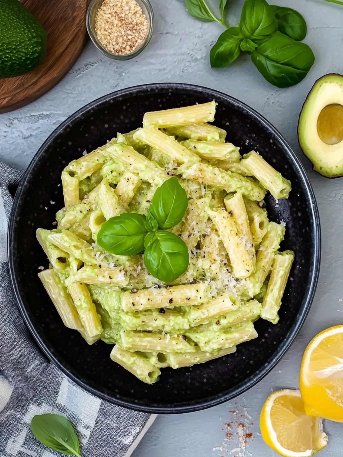 Avocado, Frischkäse, Pasta