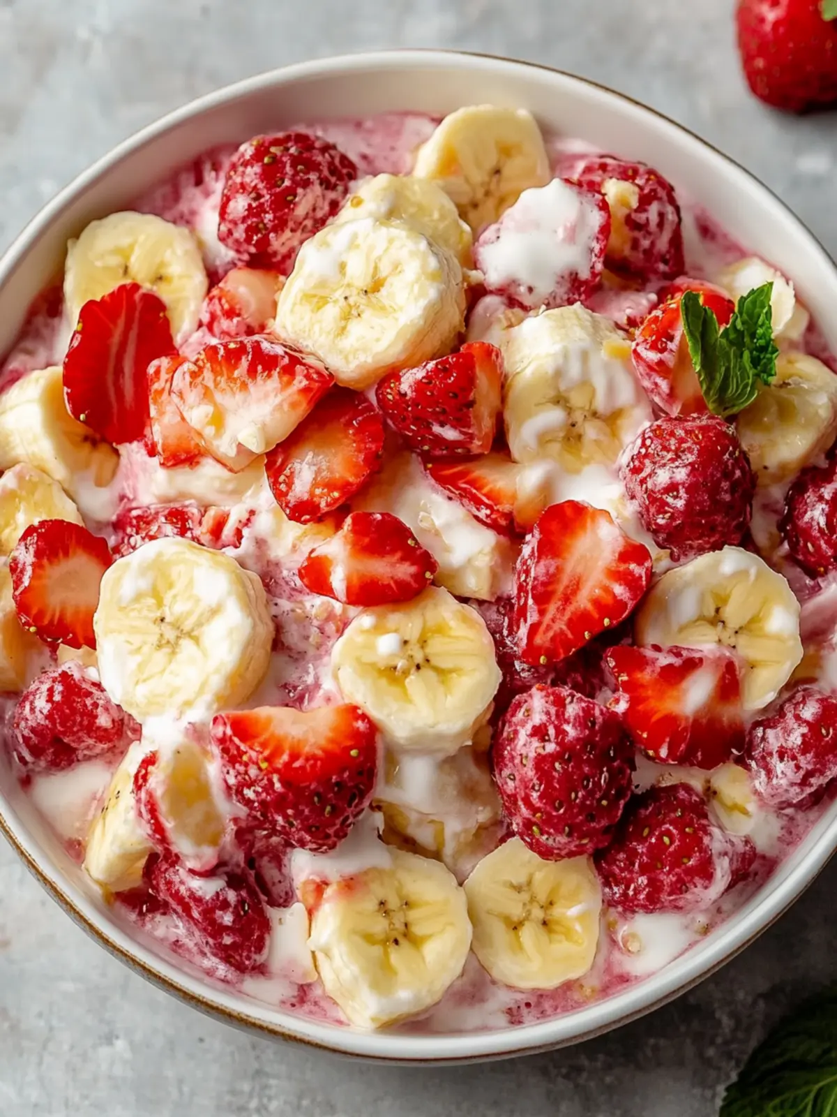 Erdbeer-Banane-Käsekuchen-Salat: Cremig-frischer Genuss pur 3 Erdbeer-Banane-Käsekuchen-Salat