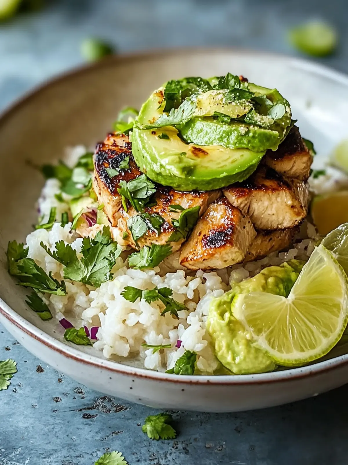 Honig-Limetten-Hühnchen & Avocado-Reis-Stapel – Ein Genuss-Must-Have 4 Honig-Limetten-Hühnchen & Avocado-Reis-Stapel