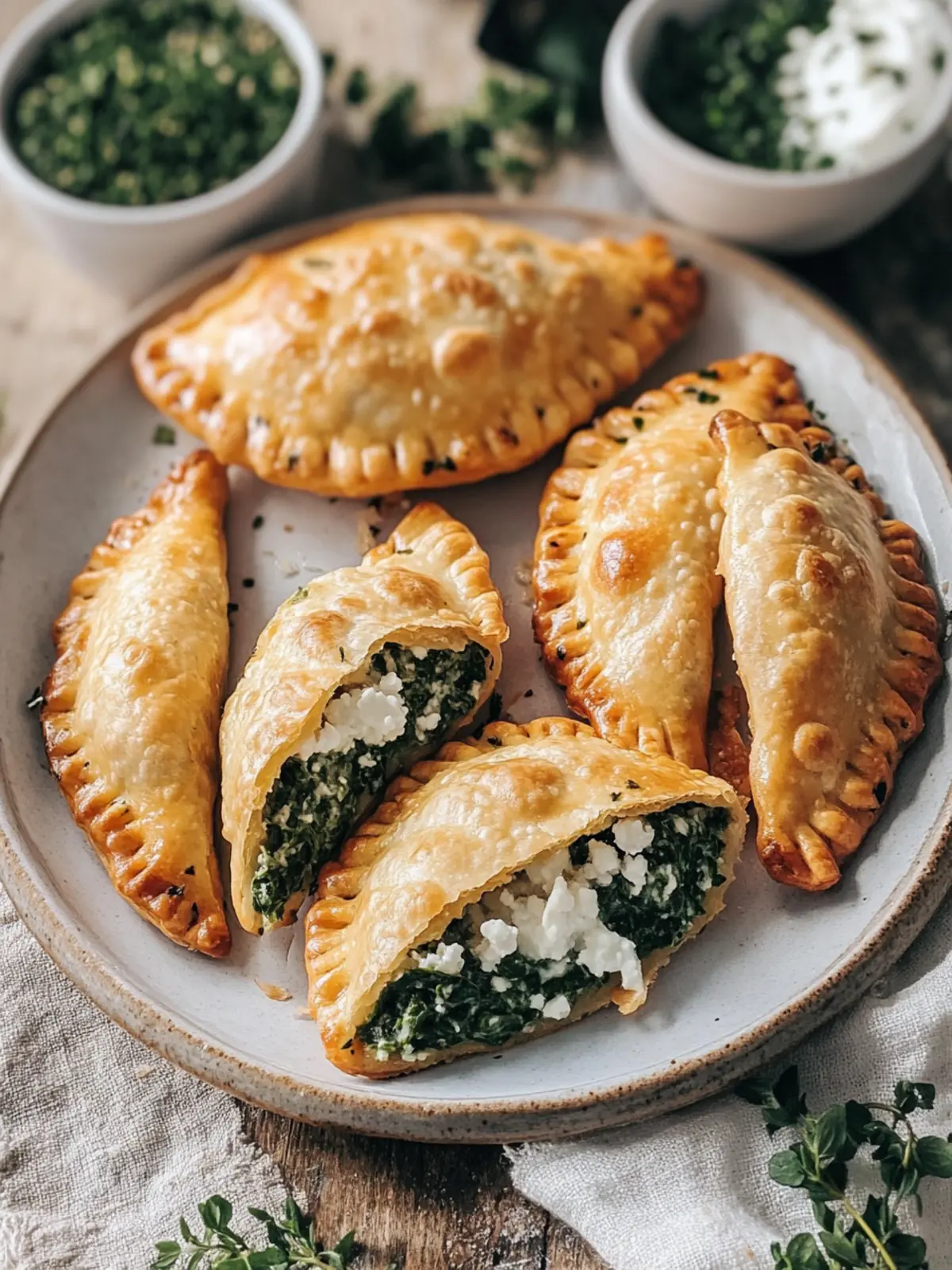 Vegetarische Empanadas mit Spinat- und Fetakäsefüllung: Ein Genuss 4 Vegetarische Empanadas mit Spinat- und Fetakäsefüllung