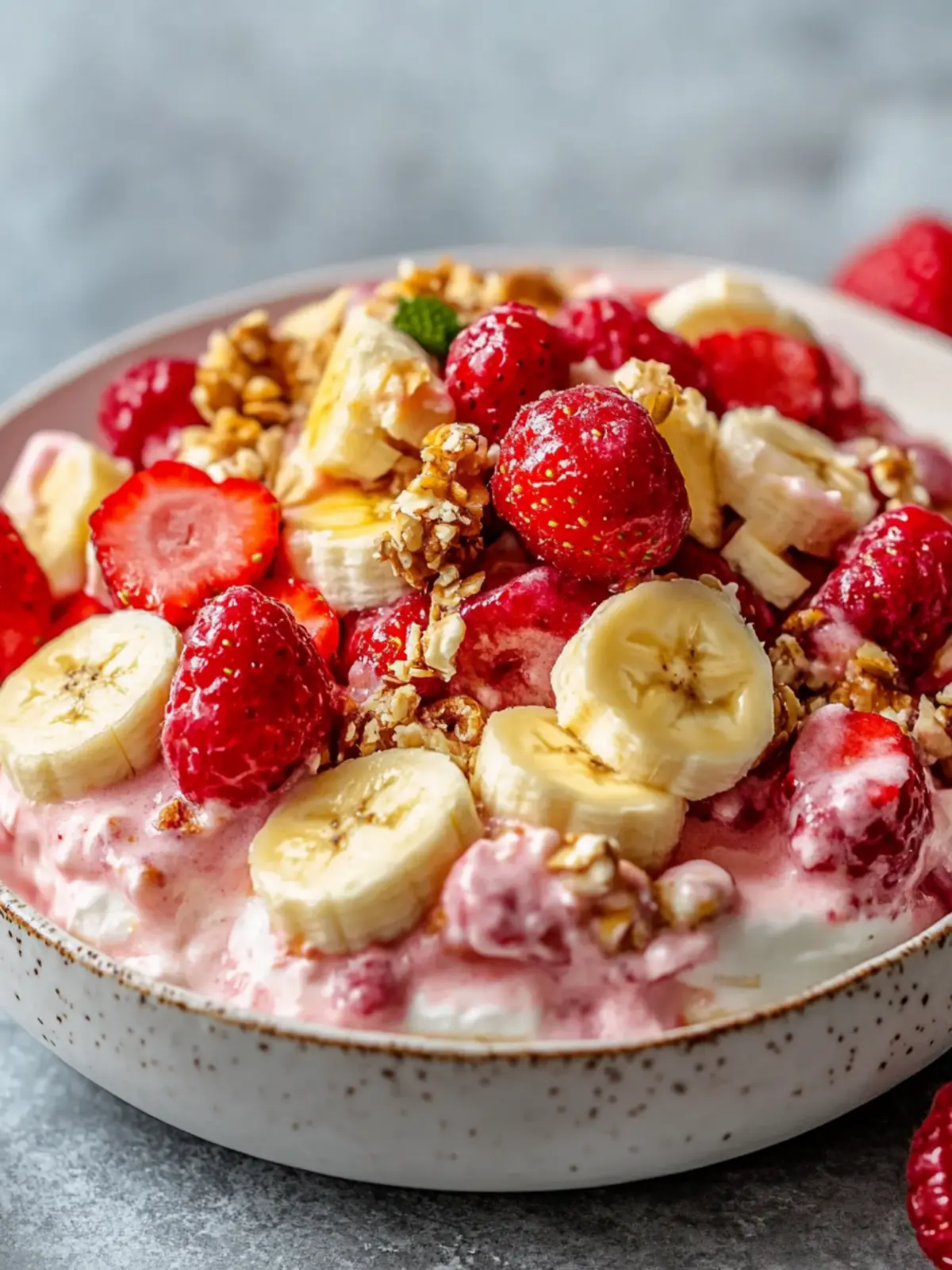 Erdbeer-Banane-Käsekuchen-Salat: Cremig-frischer Genuss pur 2 Erdbeer-Banane-Käsekuchen-Salat