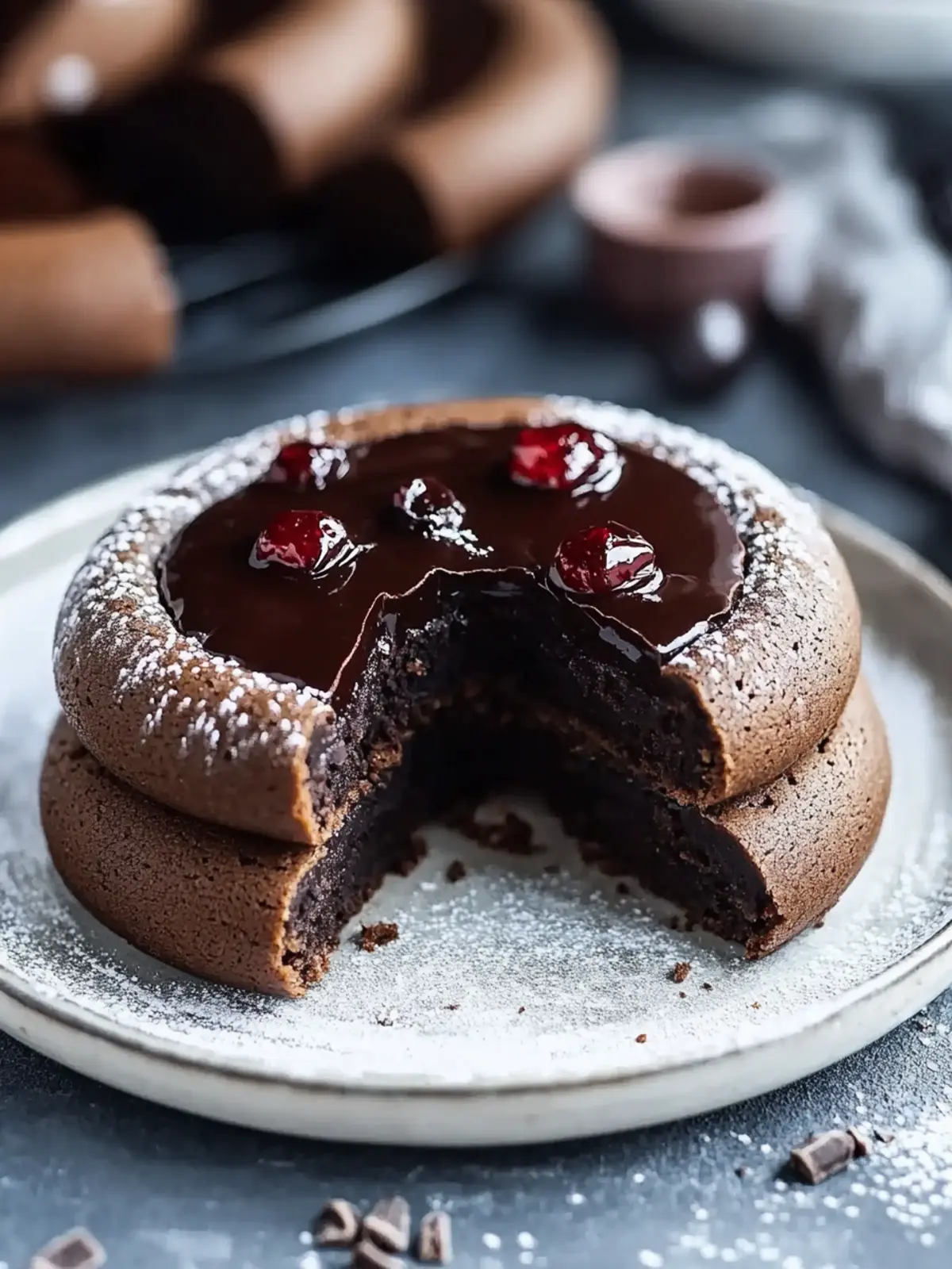 Schokoladen-Daumenabdruckkekse mit himmlischer Ganache 3 Schokoladen-Daumenabdruckkekse