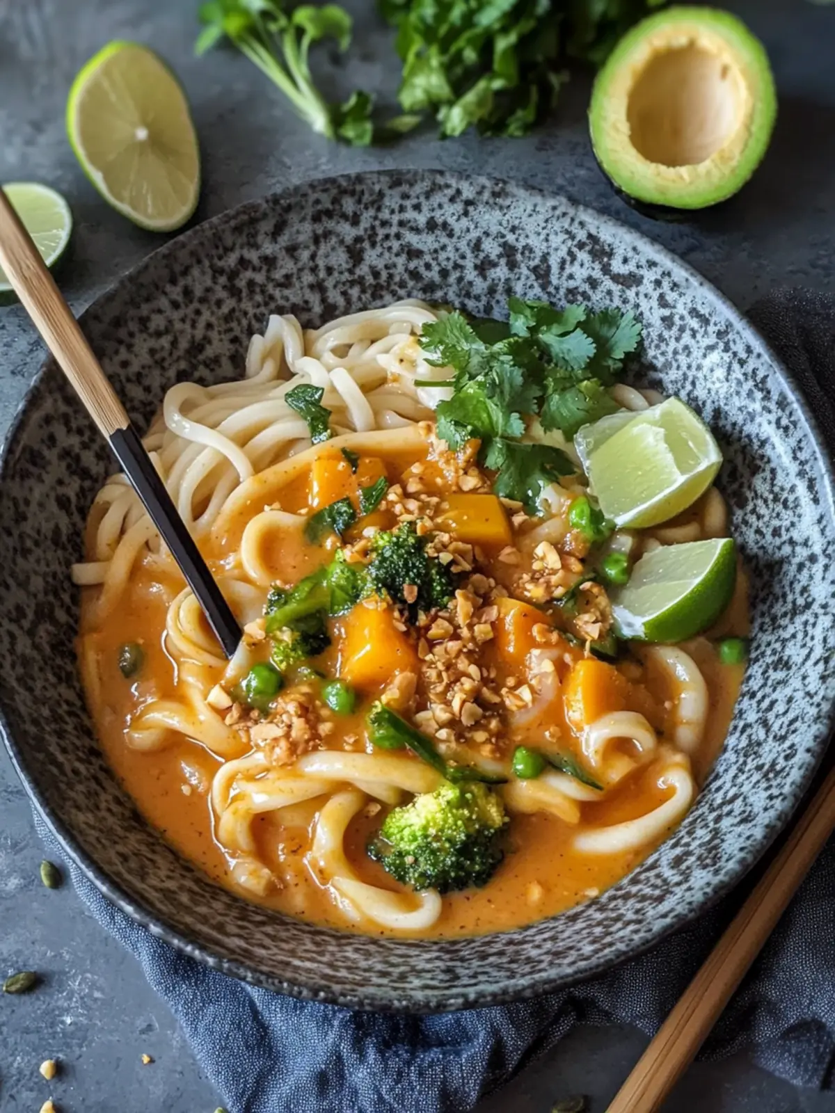 Udon-Nudeln mit Erdnusssauce und Gemüse schnell und lecker 2 Udon-Nudeln mit Erdnusssauce und Gemüse