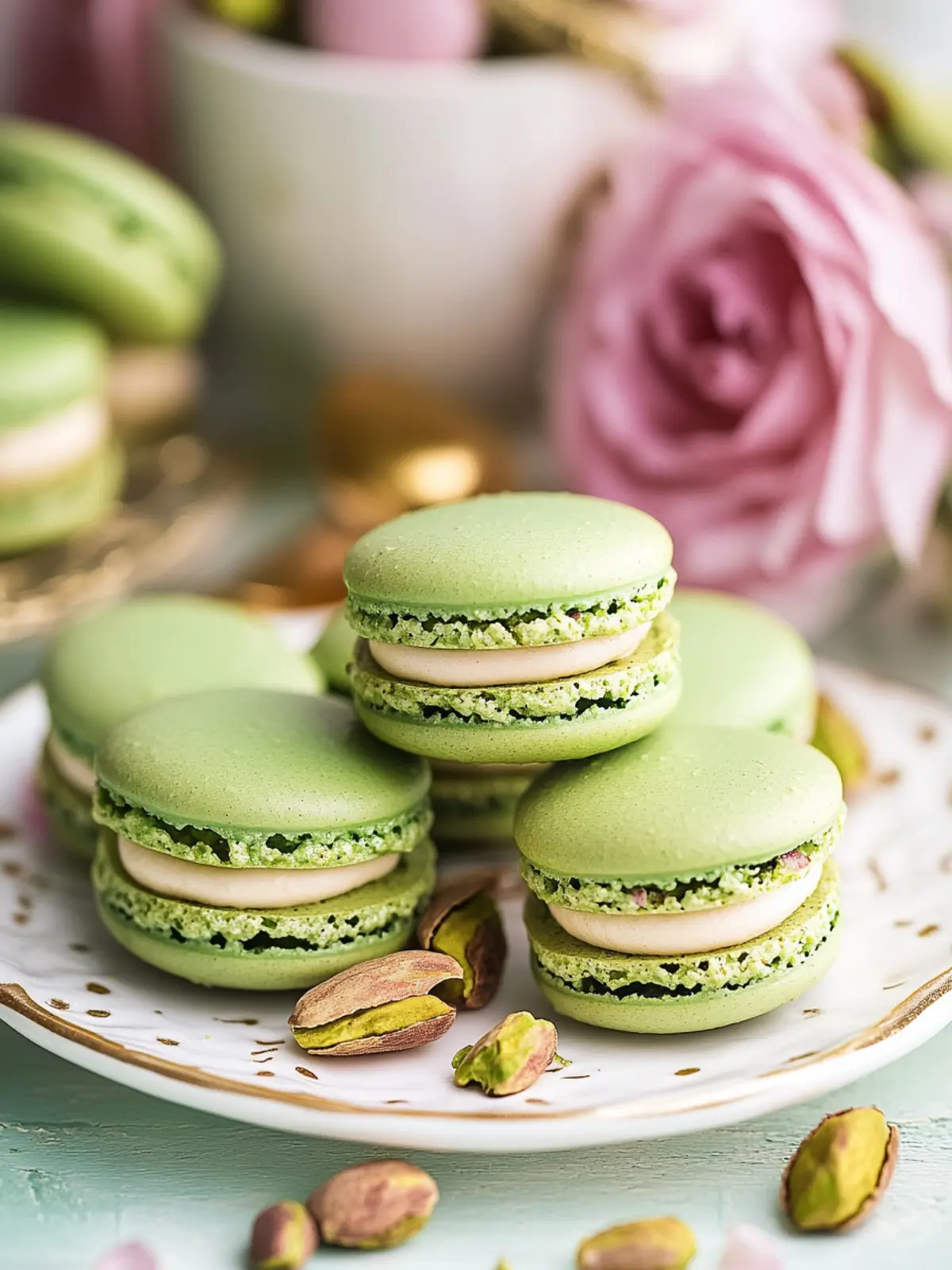 Pistazien-Macarons: Knusprig, cremig und einfach unwiderstehlich 4 Pistazien-Macarons