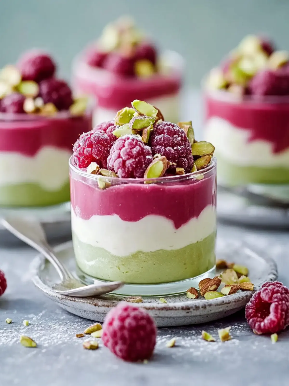 Himbeer- und Pistazienmousse-Törtchen leicht gemacht und unwiderstehlich! 3 Himbeer- und Pistazienmousse-Törtchen leicht gemacht