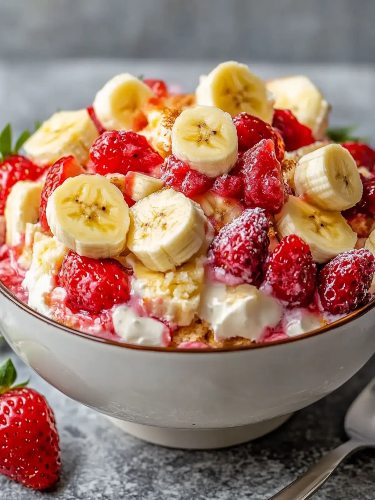 Erdbeer-Banane-Käsekuchen-Salat: Cremig-frischer Genuss pur 4 Erdbeer-Banane-Käsekuchen-Salat