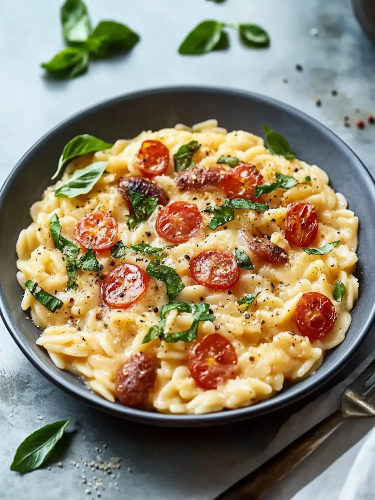 Cremige Hähnchenwürstchen-Orzo für dein schnelles Abendessen 2 Cremige Hähnchenwürstchen-Orzo