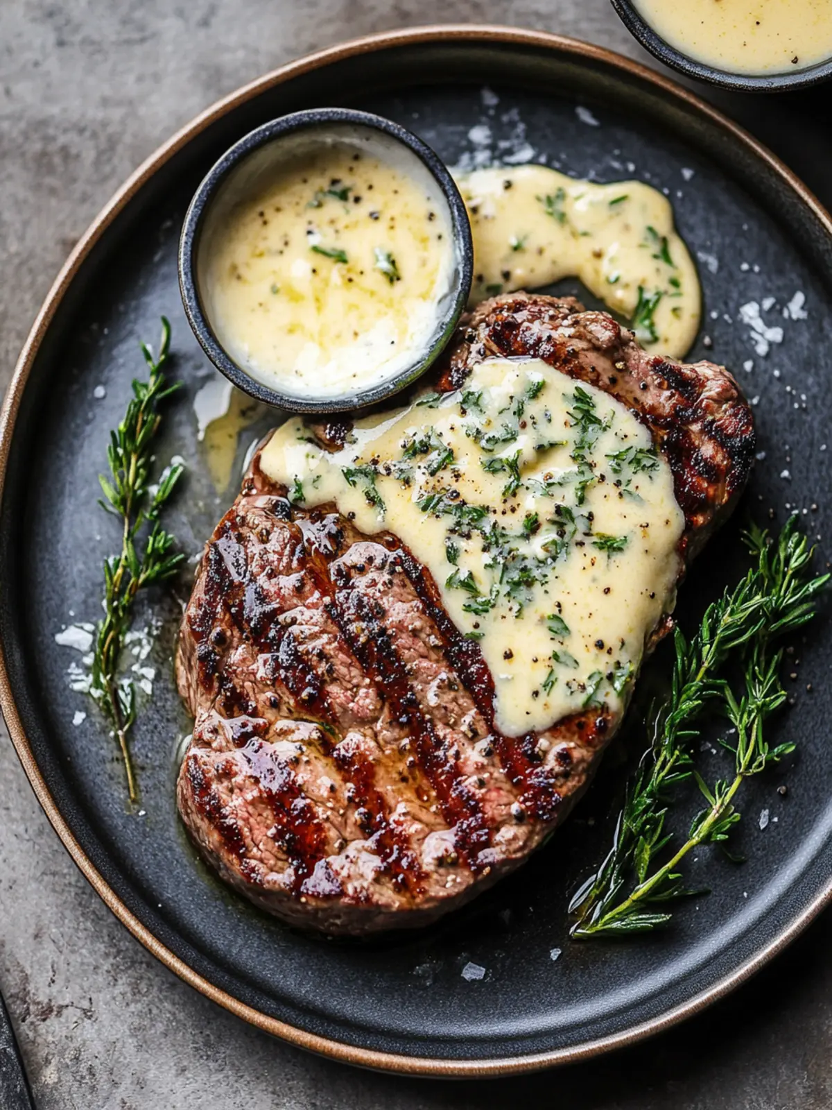 Perfektes Knoblauchbuttersteak mit Parmesancremesauce genießen 2 Knoblauchbuttersteak mit Parmesancremesauce