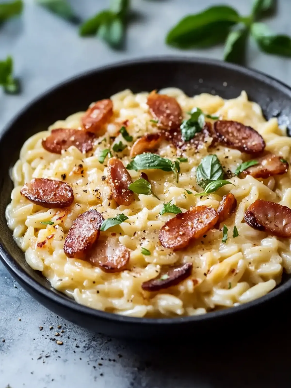 Cremige Hähnchenwürstchen-Orzo für dein schnelles Abendessen 5 Cremige Hähnchenwürstchen-Orzo