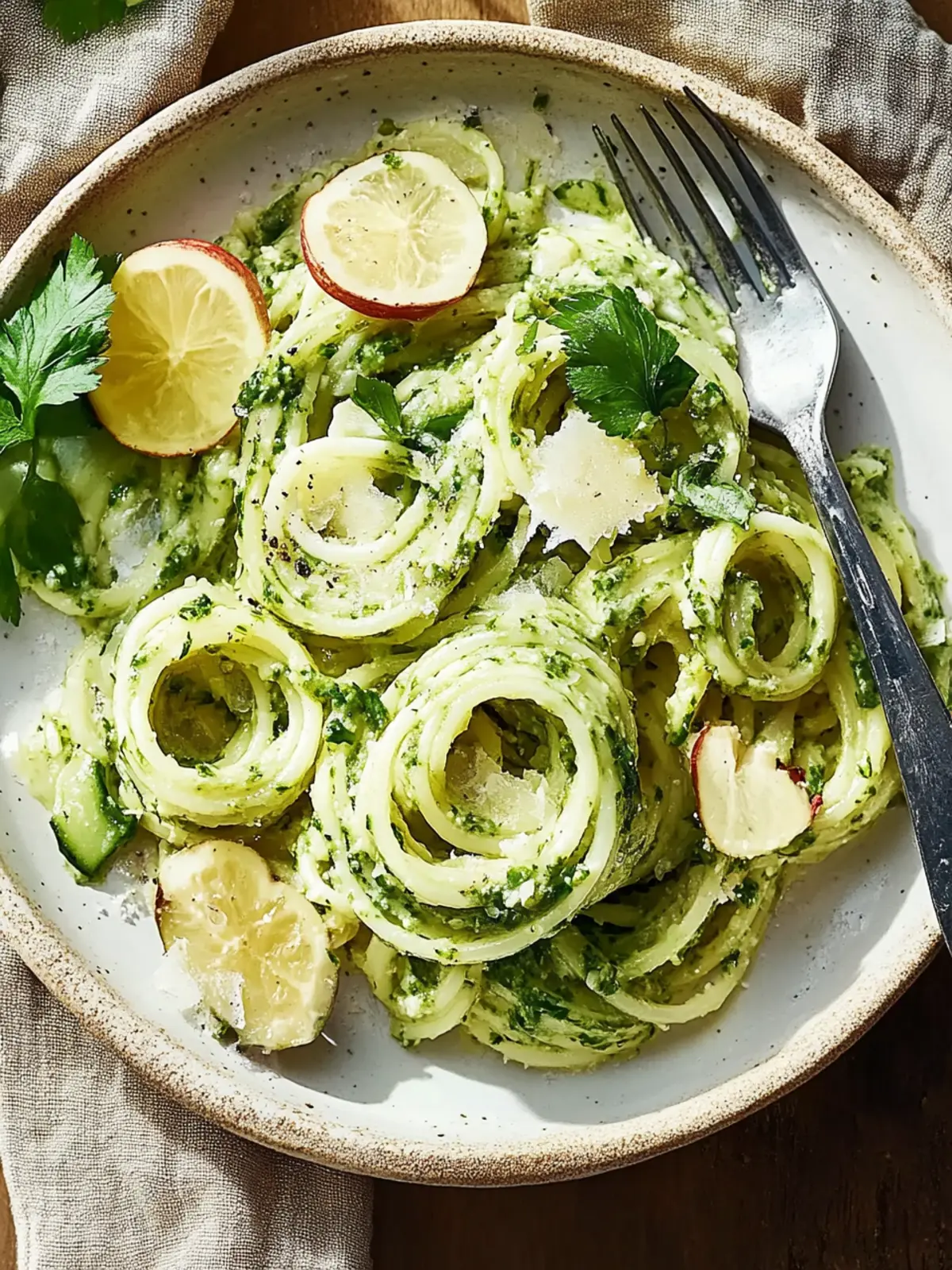 Grüne Zucchini-Nudeln mit cremigem Avocado-Pesto genießen 2 Grüne Zucchini-Nudeln mit cremigem Avocado-Pesto