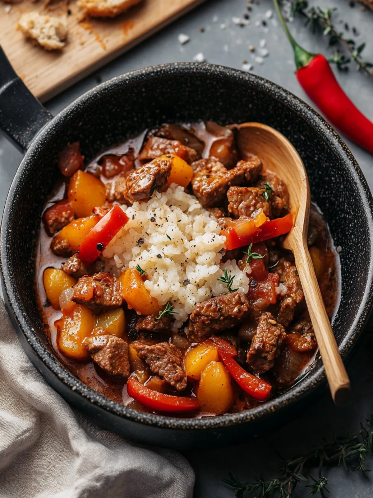 Hackfleisch-Reis-Pfanne mit Paprika für die ganze Familie 2 Hackfleisch-Reis-Pfanne mit Paprika