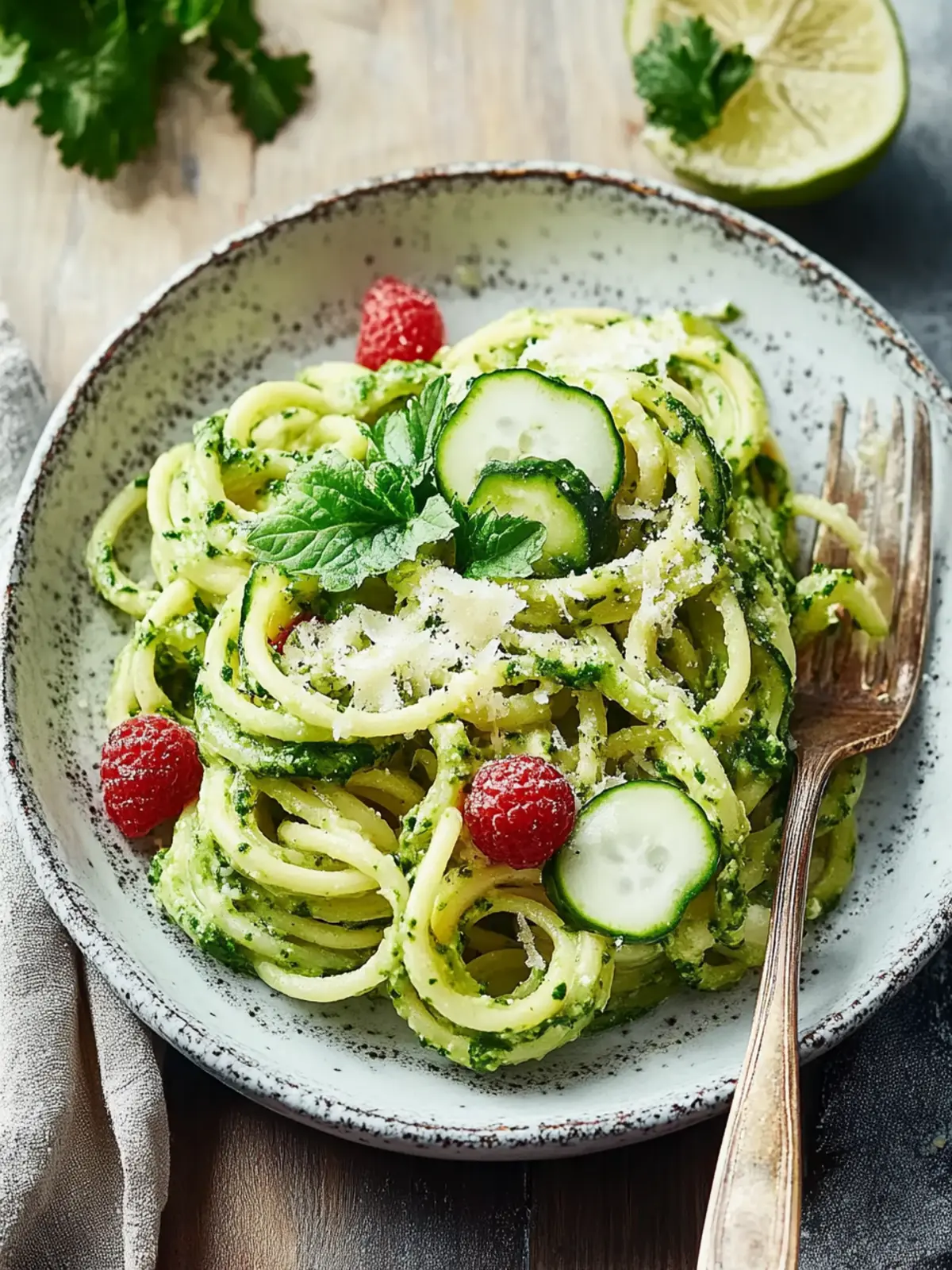Grüne Zucchini-Nudeln mit cremigem Avocado-Pesto genießen 3 Grüne Zucchini-Nudeln mit cremigem Avocado-Pesto
