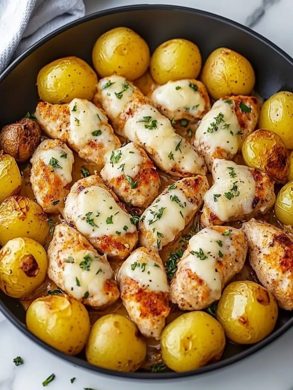 Knoblauch Parmesan Hähnchen und Kartoffeln in einer Pfanne 3 Knoblauch Parmesan Hähnchen und Kartoffeln