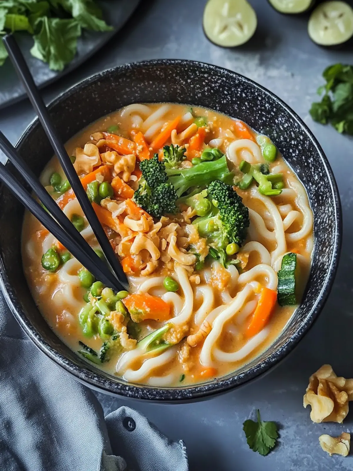 Udon-Nudeln mit Erdnusssauce und Gemüse schnell und lecker 3 Udon-Nudeln mit Erdnusssauce und Gemüse