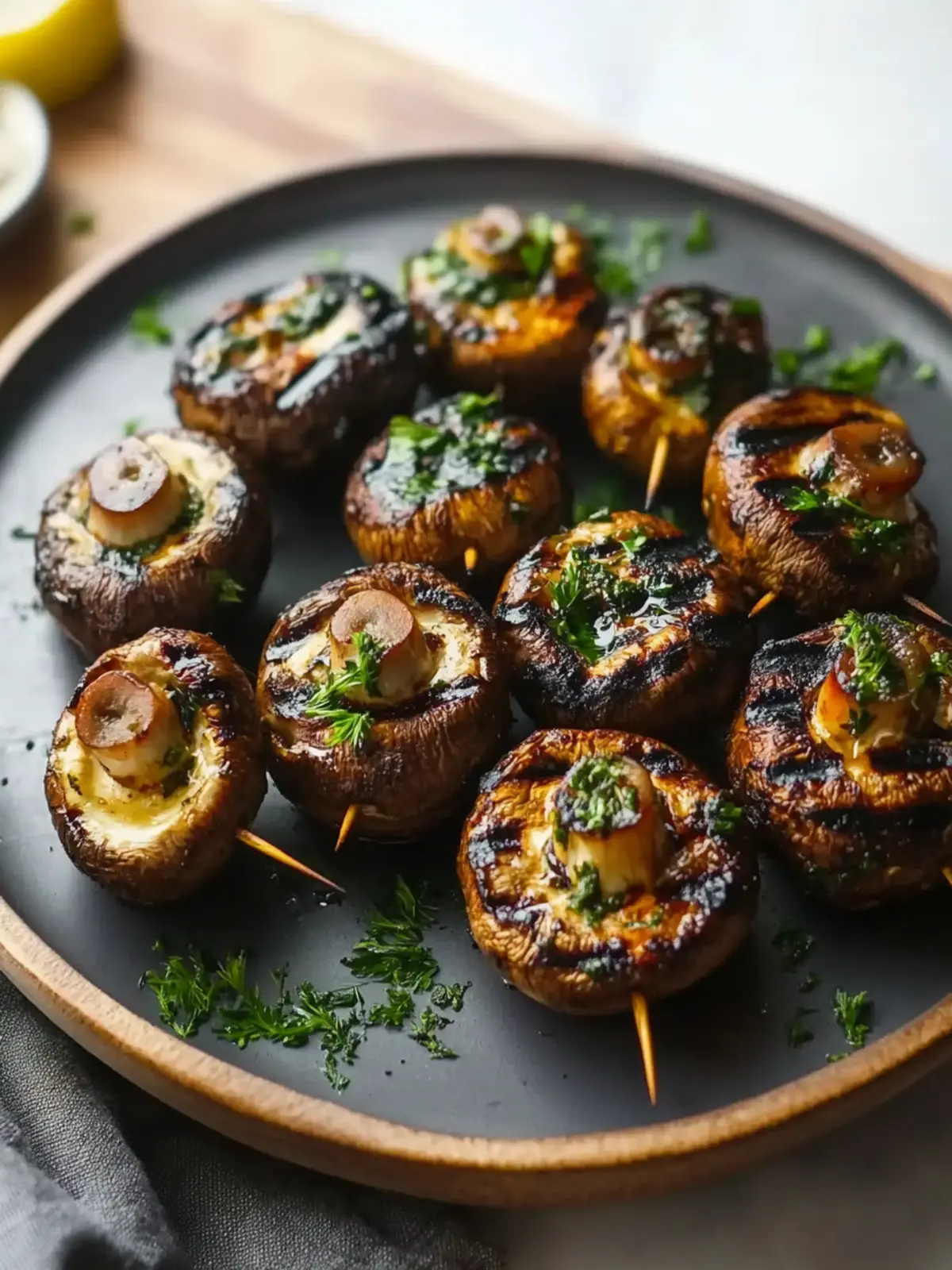 Gegrillte Pilzspieße in Marinade – Einfache Sommerleckerei 4 Gegrillte Pilzspieße in Marinade