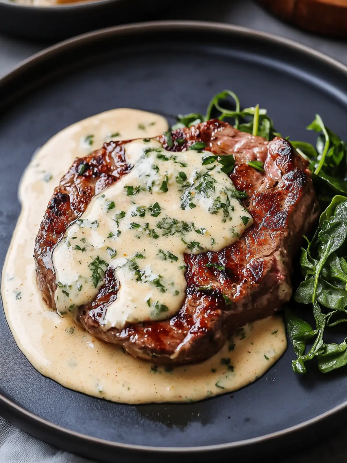 Perfektes Knoblauchbuttersteak mit Parmesancremesauce genießen 4 Knoblauchbuttersteak mit Parmesancremesauce