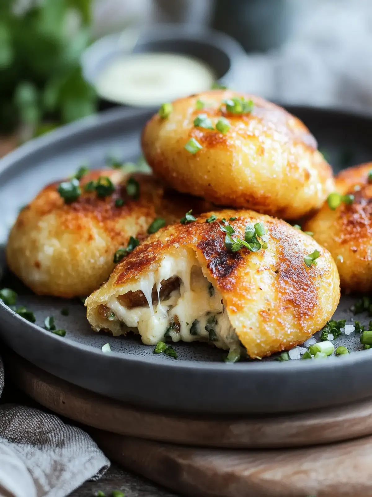 Kartoffelknödel mit Doppelrahmkäse – Cremiger Genuss vom Feinsten 4 Kartoffelknödel mit Doppelrahmkäse