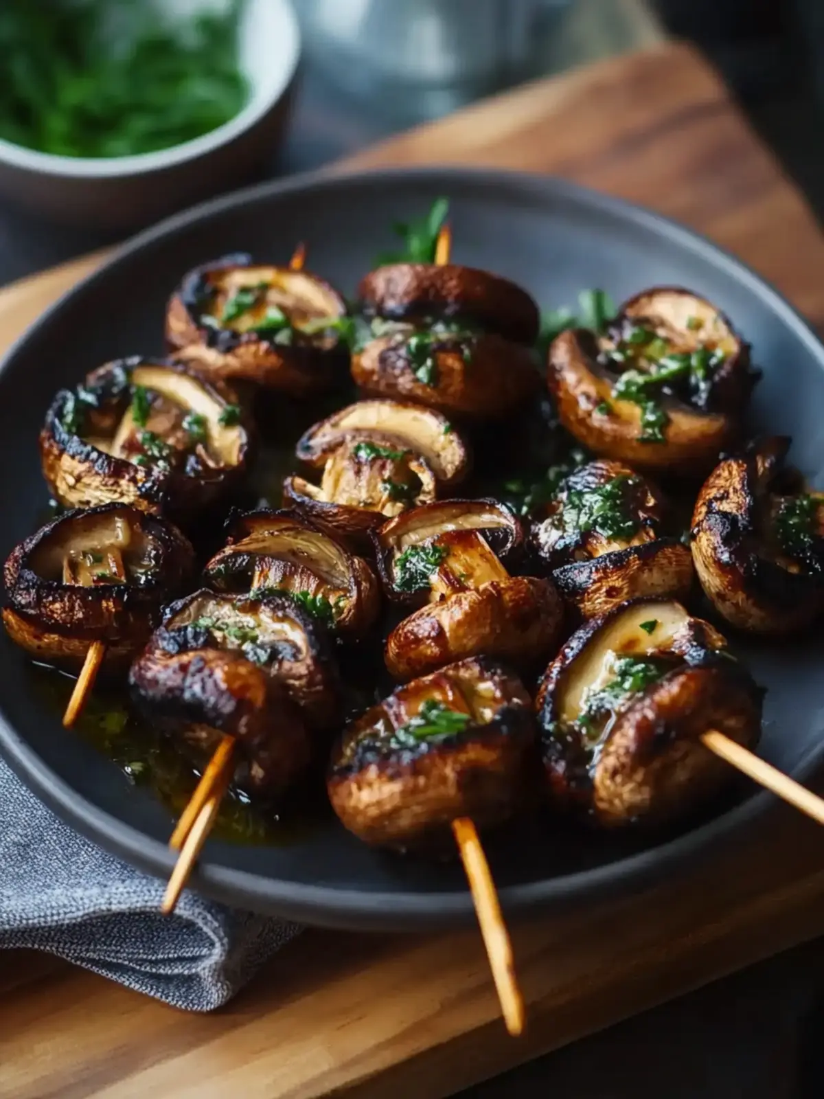 Gegrillte Pilzspieße in Marinade – Einfache Sommerleckerei 2 Gegrillte Pilzspieße in Marinade