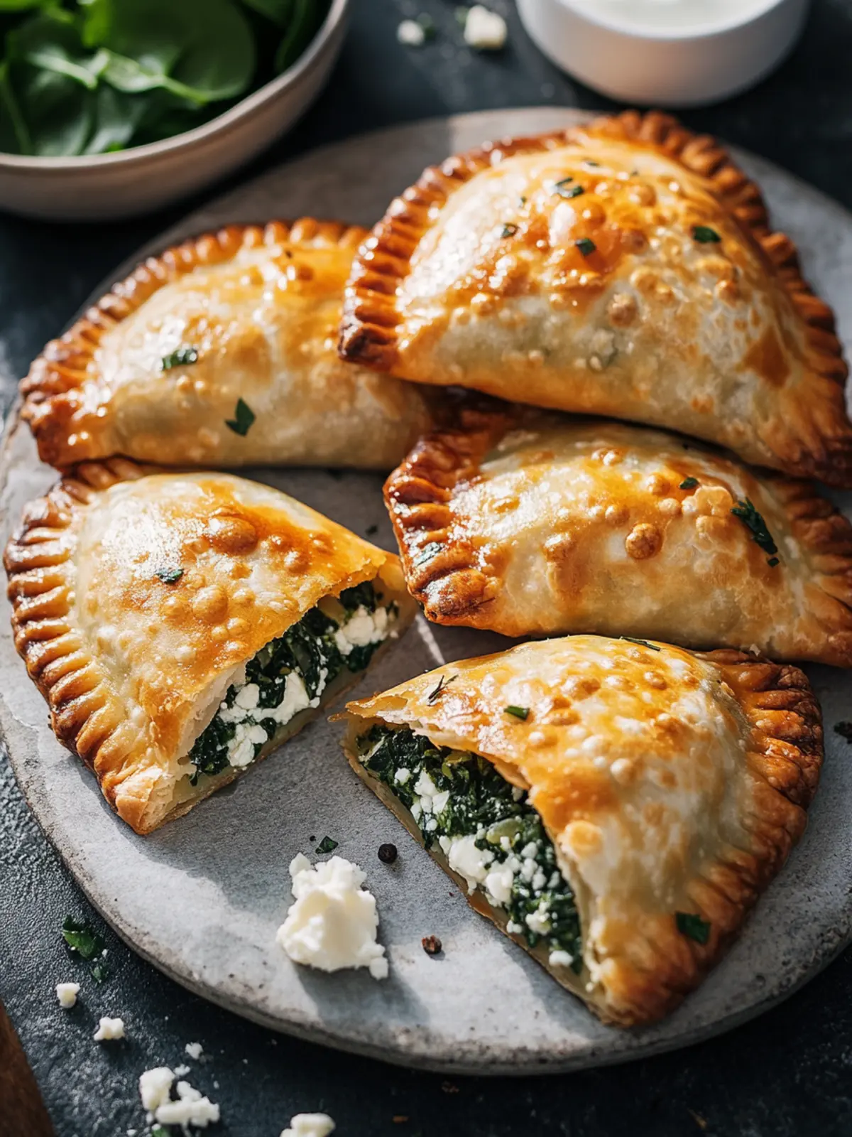 Vegetarische Empanadas mit Spinat- und Fetakäsefüllung: Ein Genuss 5 Vegetarische Empanadas mit Spinat- und Fetakäsefüllung