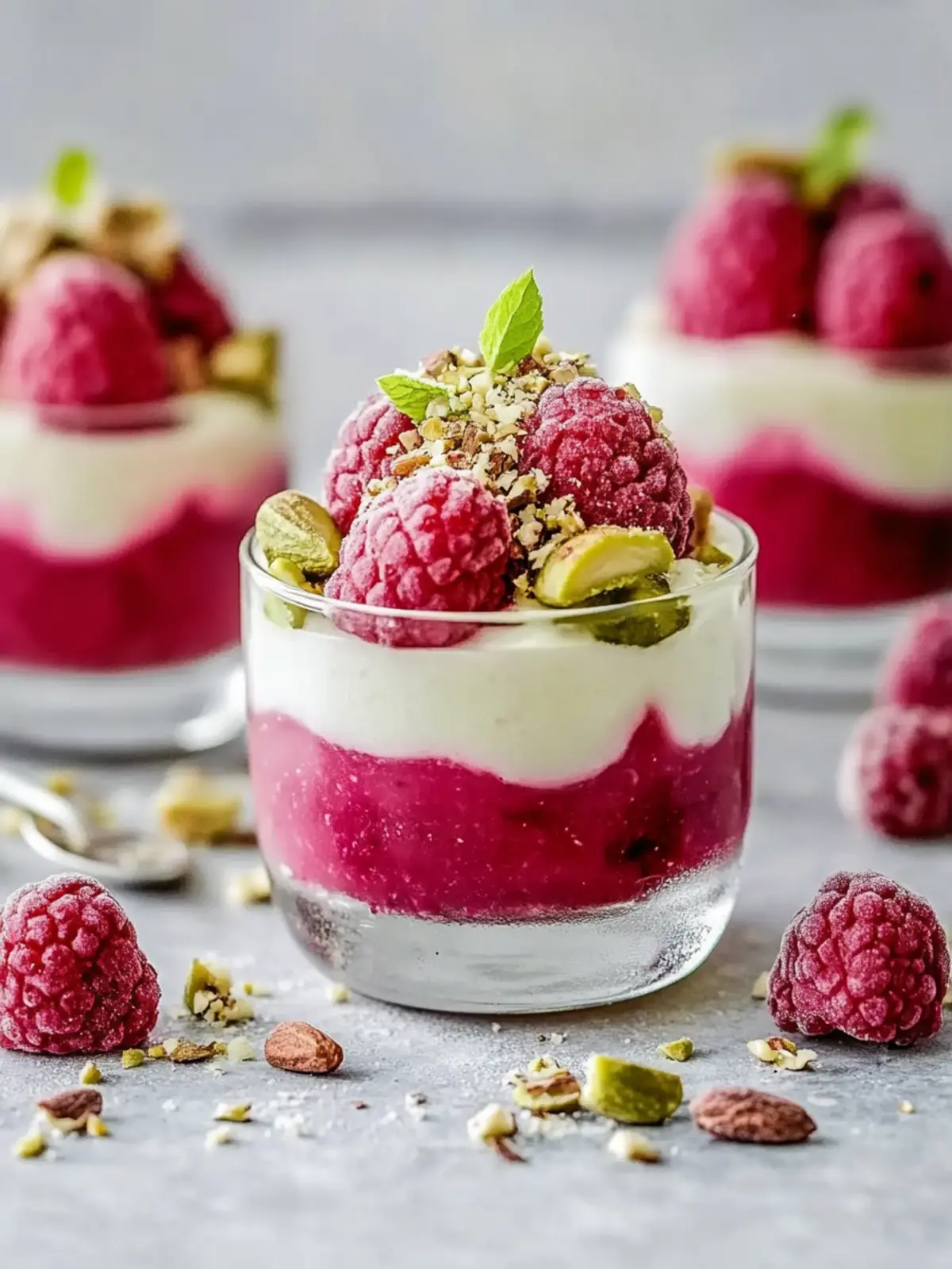 Himbeer- und Pistazienmousse-Törtchen leicht gemacht und unwiderstehlich! 2 Himbeer- und Pistazienmousse-Törtchen leicht gemacht