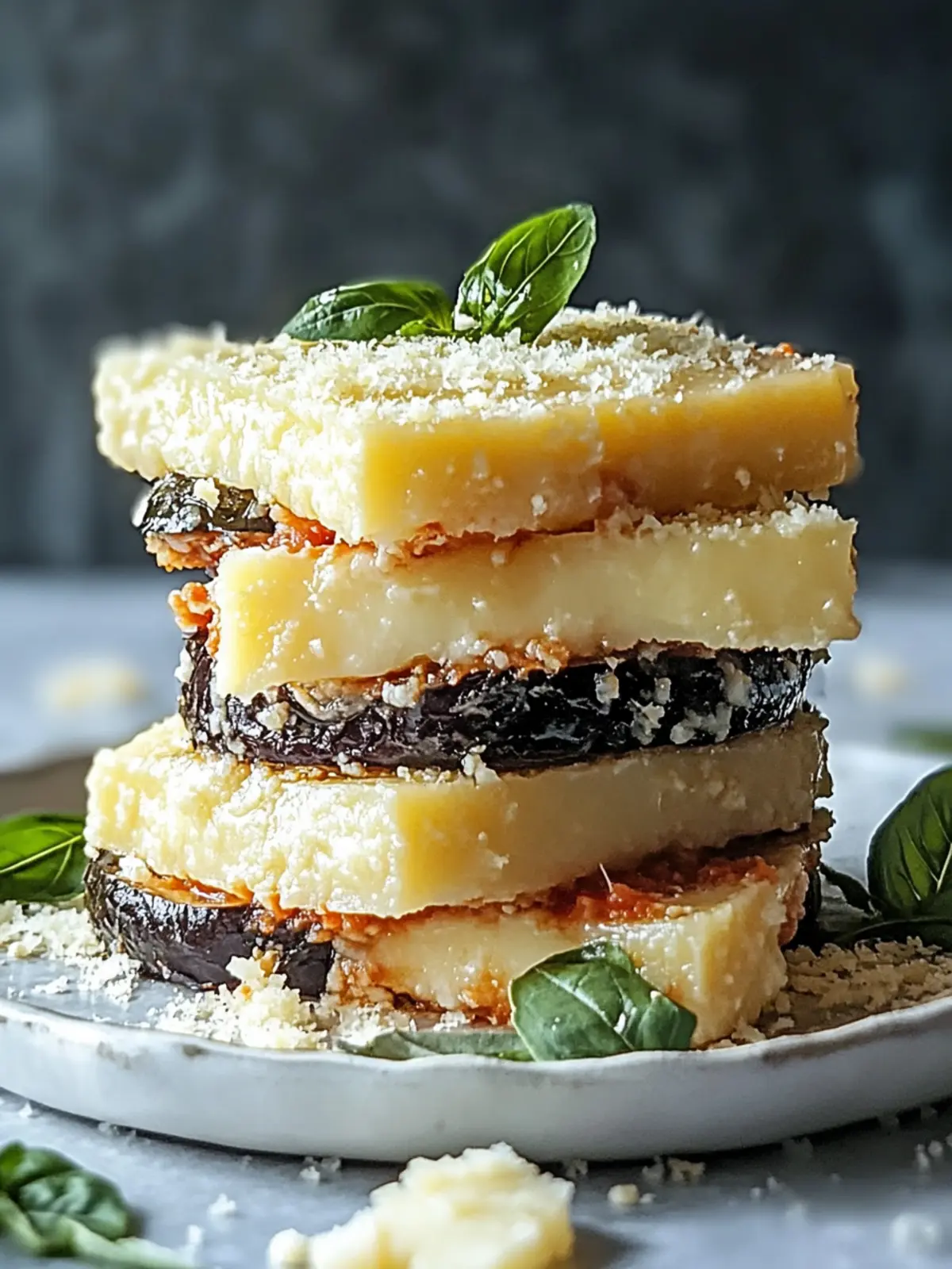Auberginen-Parmesanstapel