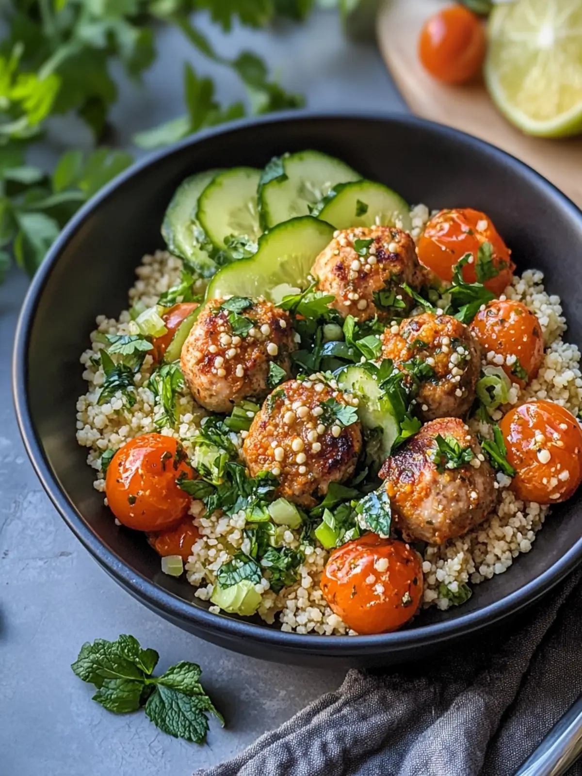 Würzige Harissa-Lammfrikadellen mit Couscous für herzliche Abende 2 Würzige Harissa-Lammfrikadellen mit Couscous