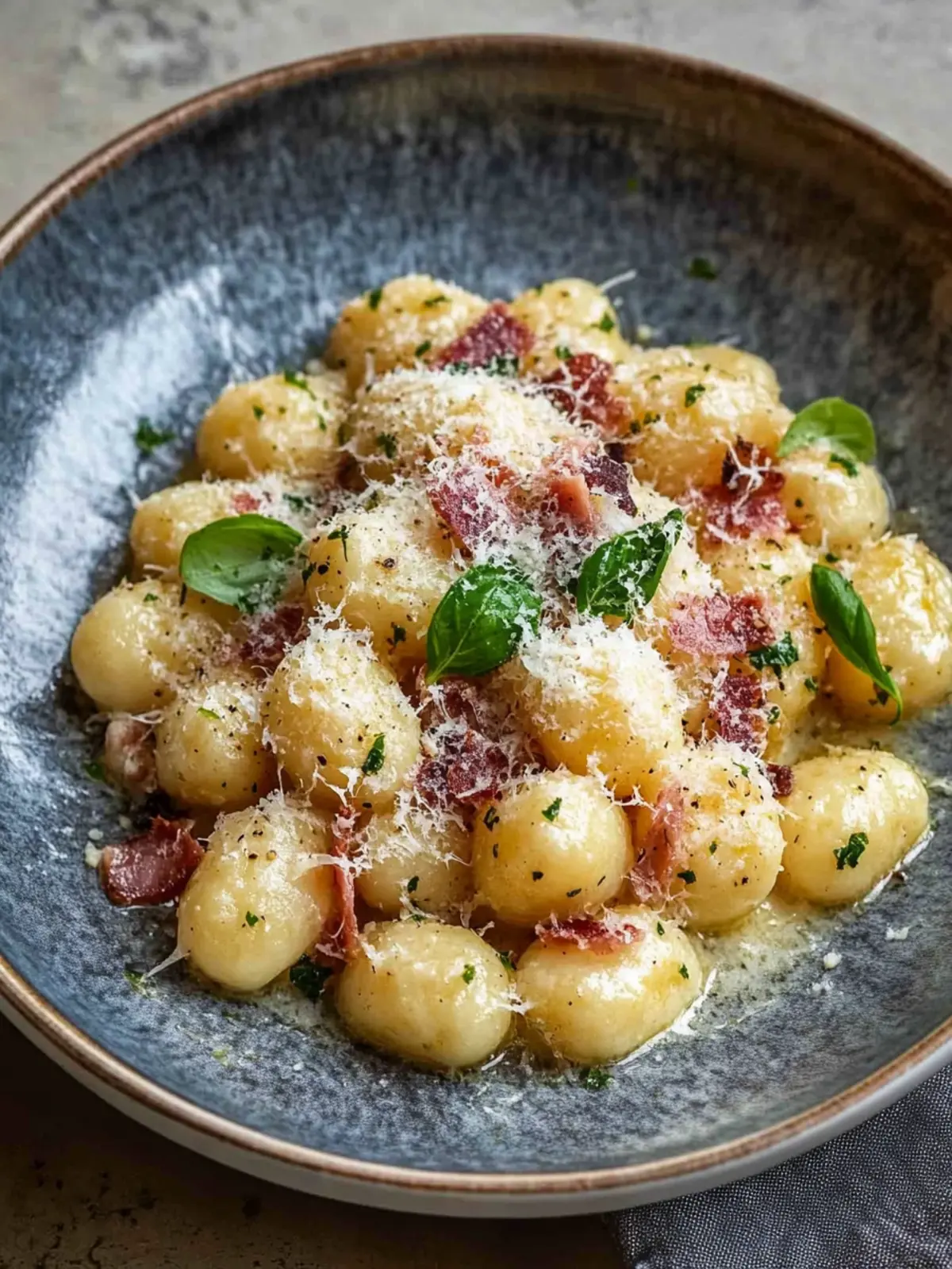 Gnocchi Carbonara mit Speck und Parmesan für den perfekten Abend 3 Gnocchi Carbonara mit Speck und Parmesan