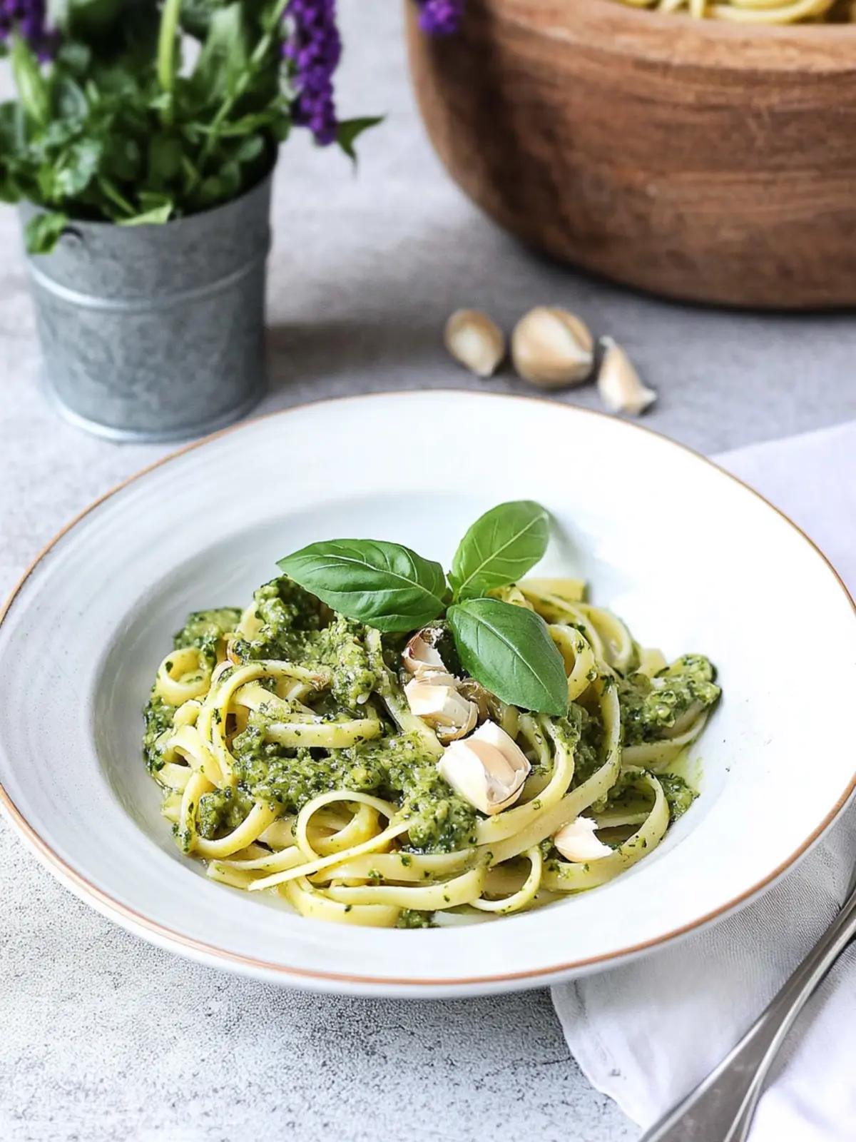 Wilder Knoblauch Pesto mit Linguine und grünem Spargel genießen 2 Wilder Knoblauch Pesto mit Linguine und grünem Spargel