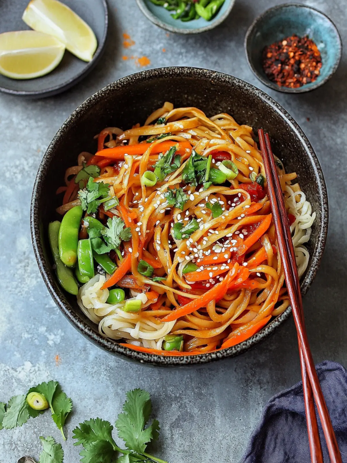 Vibrante Asiatische Gemüse-Nudel-Pfanne in 25 Minuten 2 Asiatische Gemüse-Nudel-Pfanne