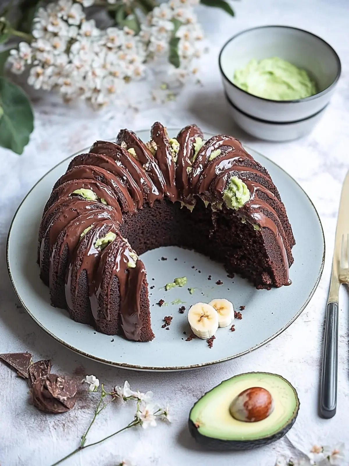 Veganer Bananen-Schokoladen-Bundt-Kuchen mit Avocado-Glasur Genuss pur! 3 Veganer Bananen-Schokoladen-Bundt-Kuchen mit Avocado-Glasur