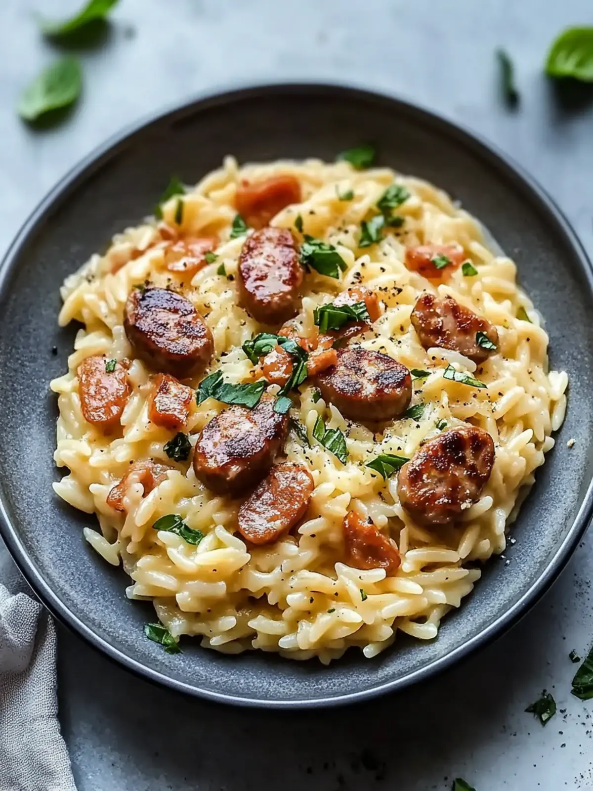 Cremige Hähnchenwürstchen Orzo für deine schnelle Küche 4 Cremige Hähnchensaitlinge Orzo