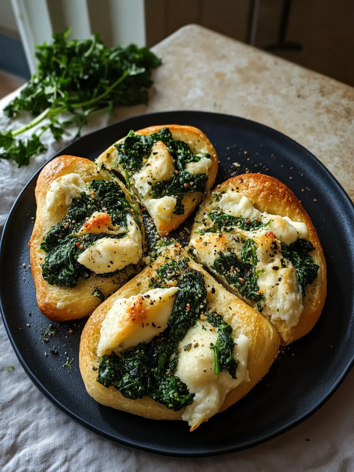 Schnelle Spinat- und Hüttenkäse-Flagels für gute Laune 2 Schnelle Spinat- und Hüttenkäse-Flagels