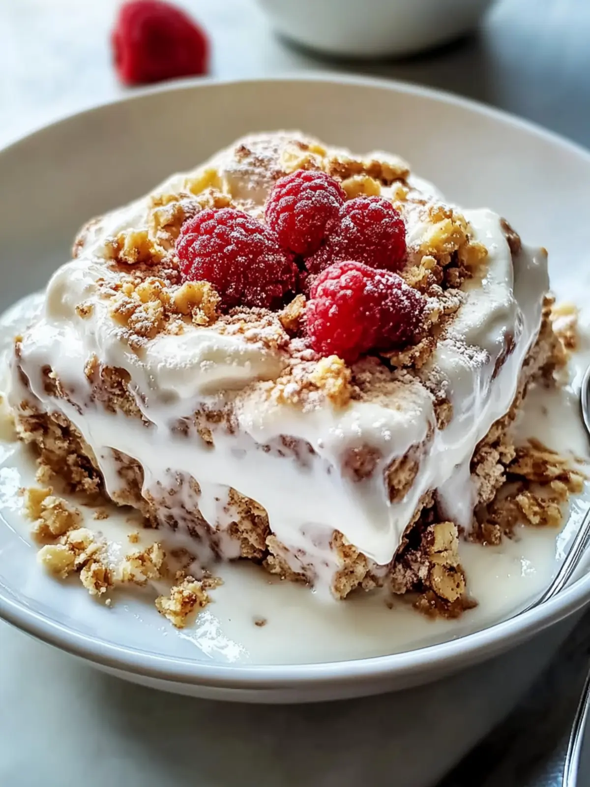 Hochproteinhaltiger Zimtbrötchen Haferbrei Auflauf