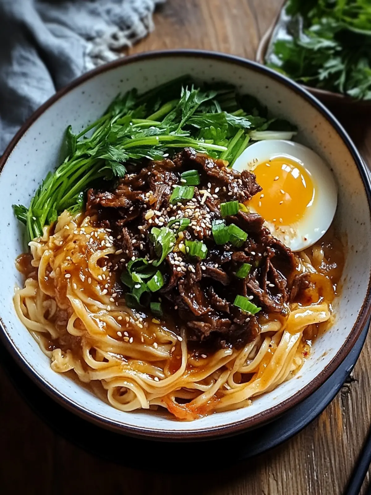 Koreanische Rindfleischnudeln