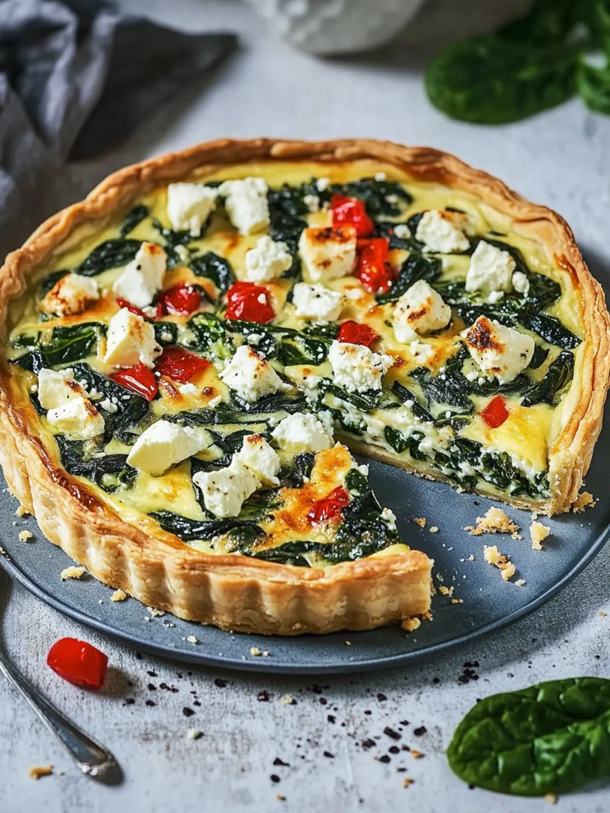 Herzhafter Quiche mit Spinat und Feta für jeden Anlass 2 Herzhafter Quiche mit Spinat und Feta