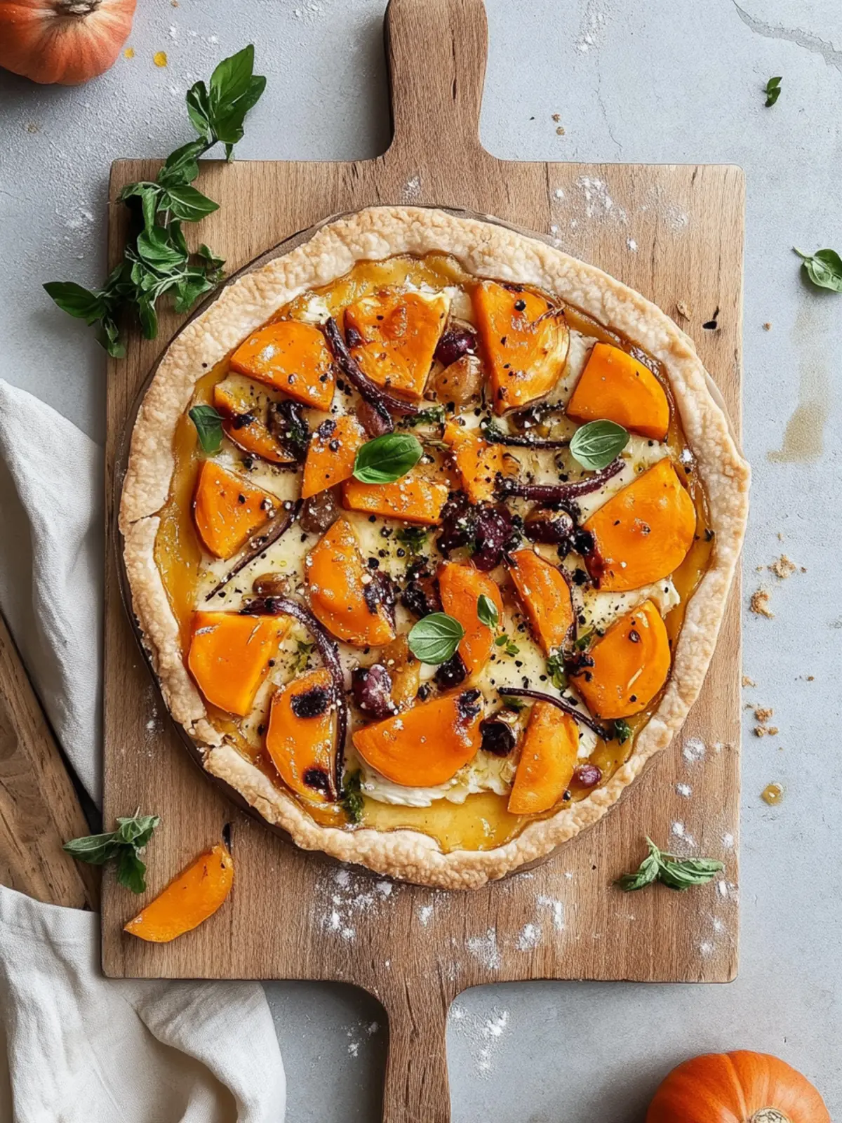 Vegane Tarte Flambée mit Kürbis für den perfekten Herbstgenuss 4 Vegane Tarte Flambée mit Kürbis