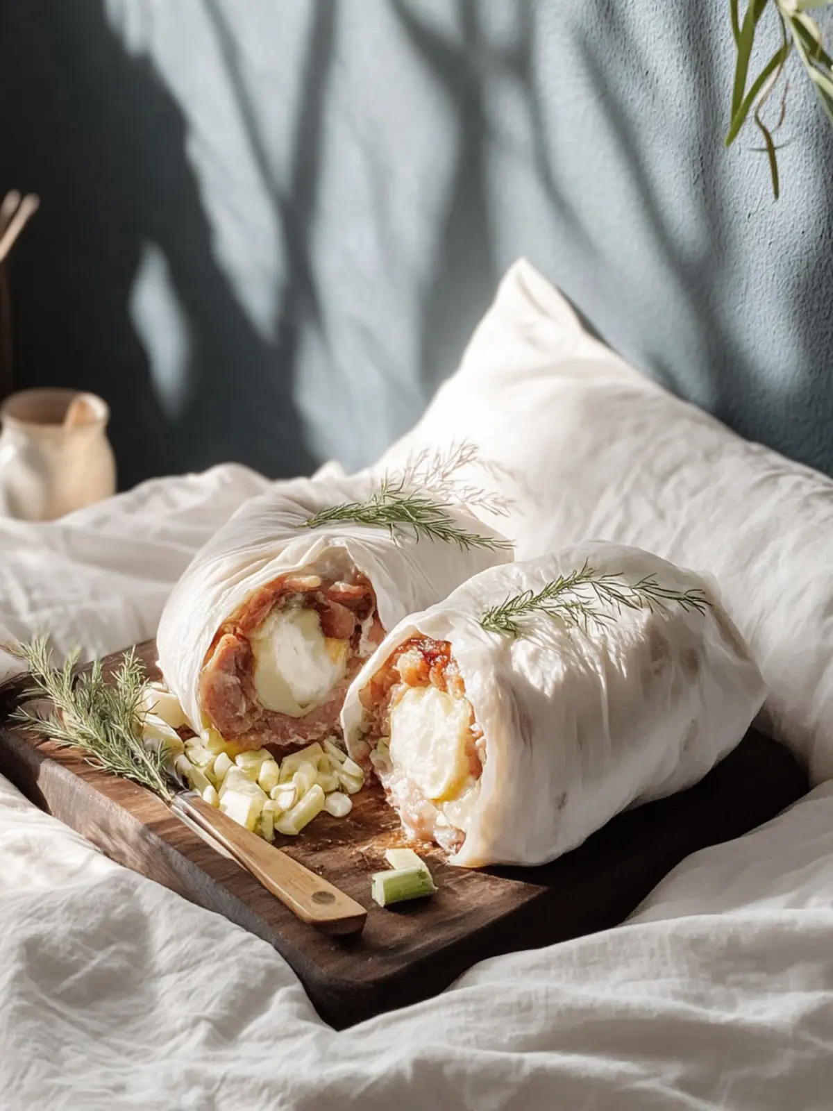 Zart gefüllte Hühnerrouladen auf Gemüsebett: Gesund & Lecker 2 Zart gefüllte Hühnerrouladen auf einem Gemüsebett