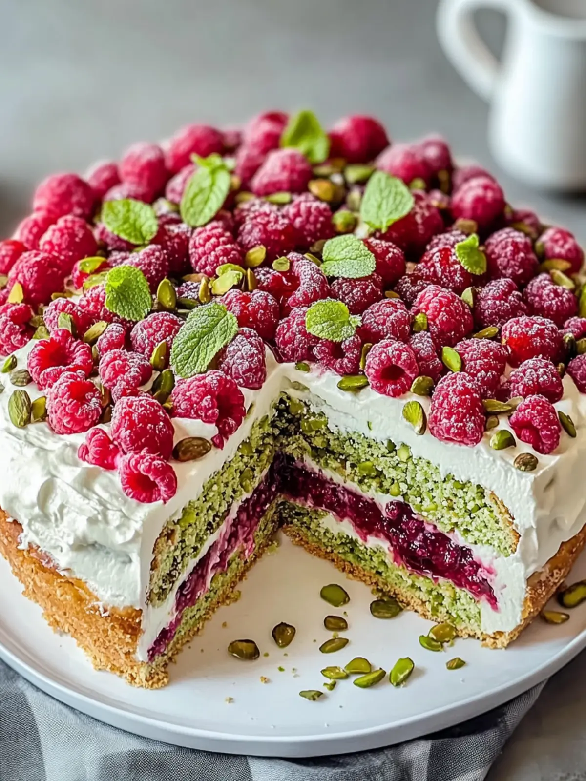 Himmlischer Pistazien- und Himbeerkuchen