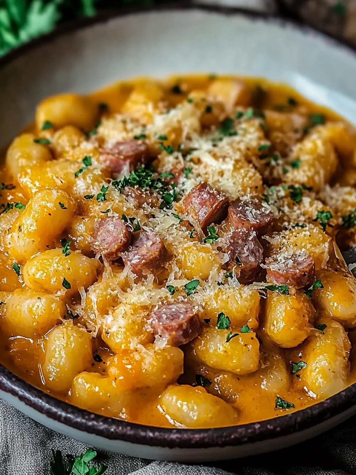 Cremige Butternusskürbis-Gnocchi mit Wurst für kuschelige Abende 4 Cremige Butternusskürbis-Gnocchi mit Wurst