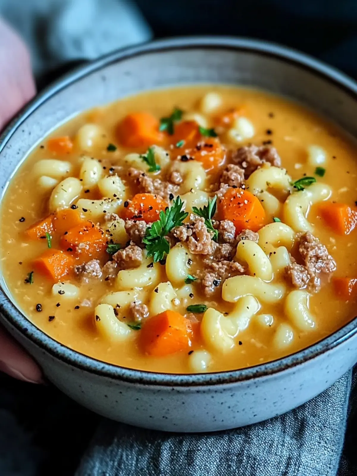 Käseburger-Makkaroni-Suppe für schnelle Wohlfühlmomente 5 Käseburger-Makkaroni-Suppe