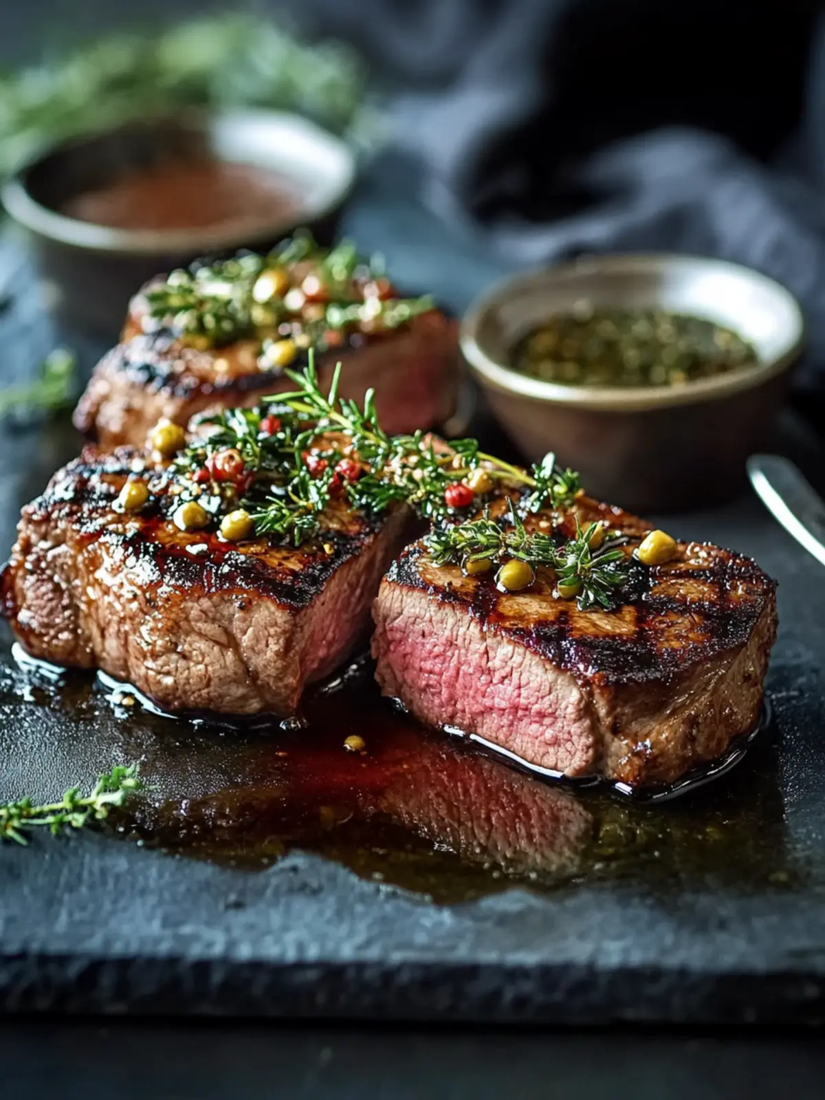 Saftig gegrilltes Rumpsteak mit unwiderstehlicher Marsala-Marinade 4 Rumpsteak mit Marsala-Marinade, gegrillt