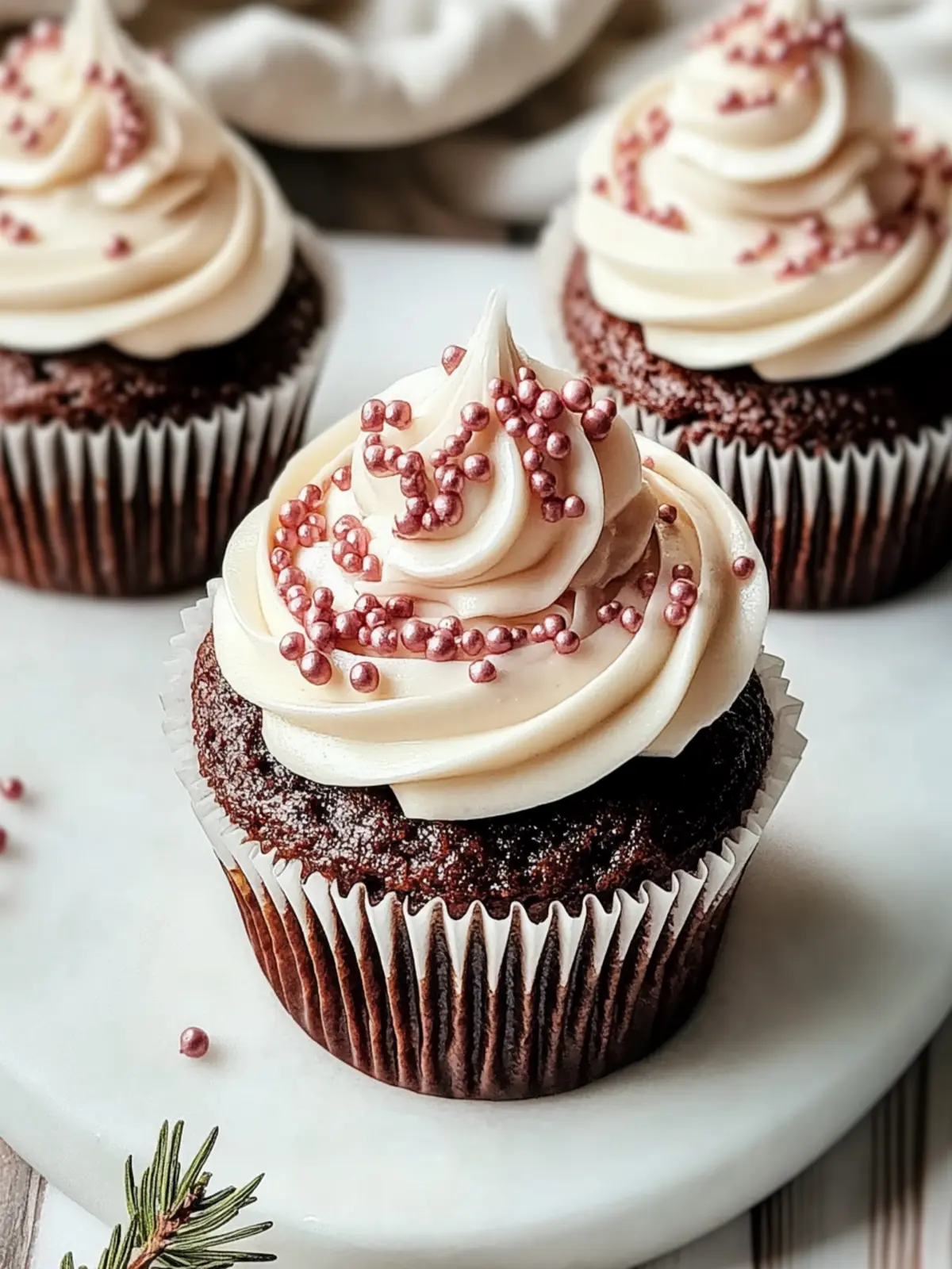 Schokoladen-Cupcakes mit Zuckerstangen-Buttercreme für Festtage 5 Schokoladen-Cupcakes mit Zuckerstangen-Buttercreme-Frosting