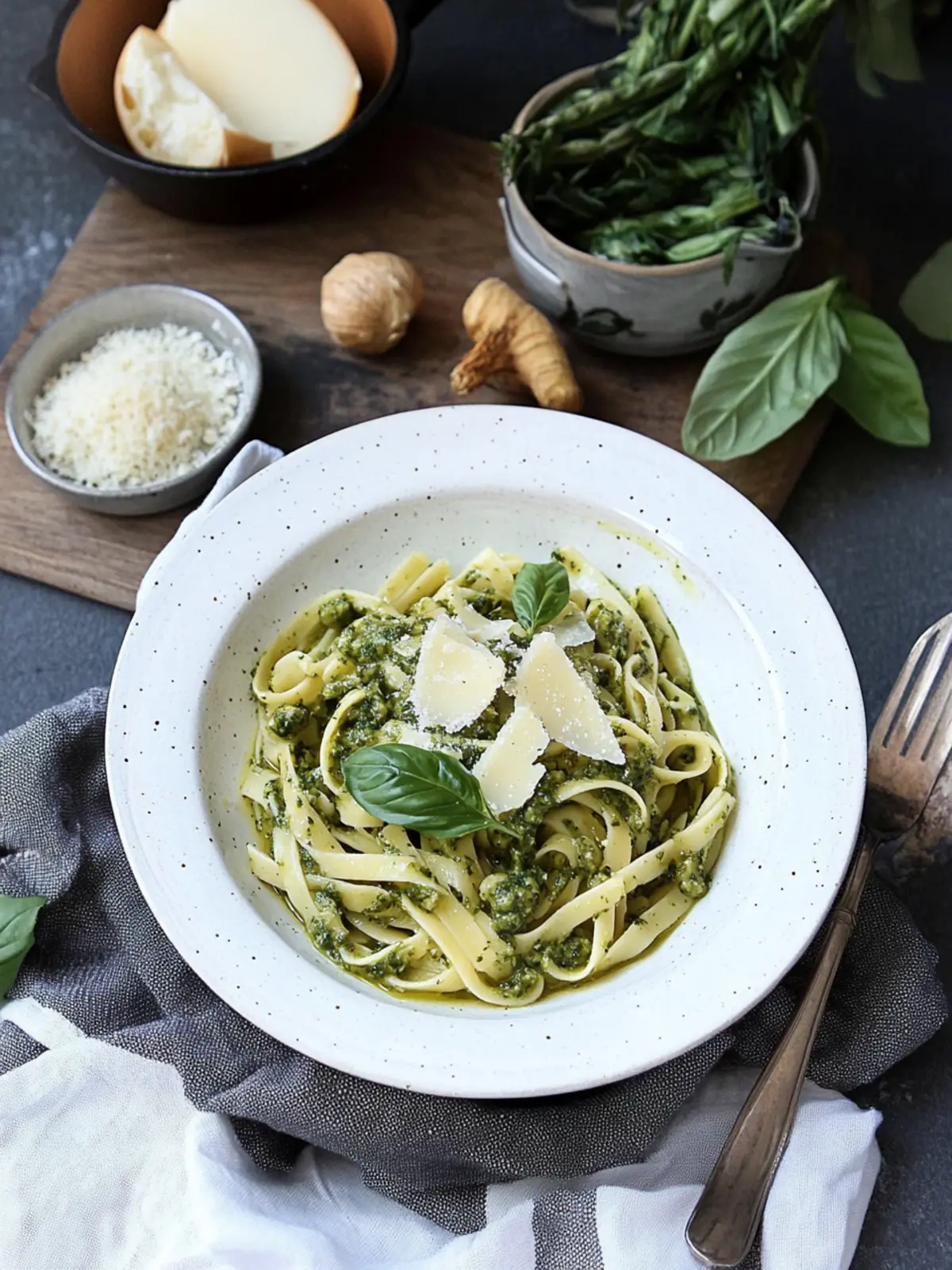 Wilder Knoblauch Pesto mit Linguine und grünem Spargel genießen 5 Wilder Knoblauch Pesto mit Linguine und grünem Spargel