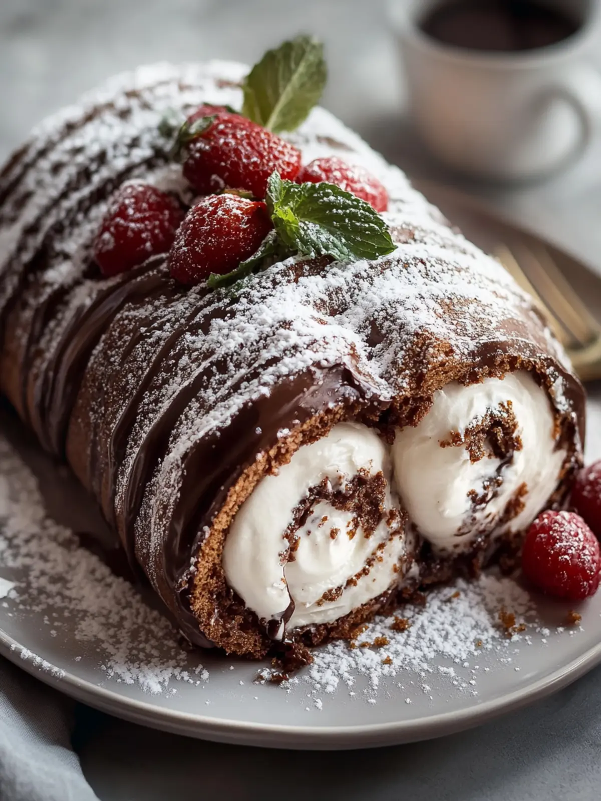 Schokoladenkuchenrolle: Zauberhaftes Dessert für Feiern 4 Schokoladenkuchenrolle