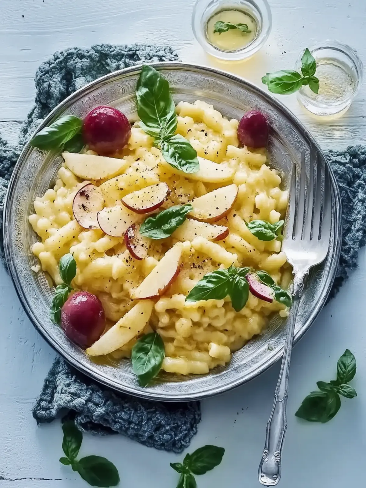 Süßer Spätzle-Pfanne mit Apfelstücken