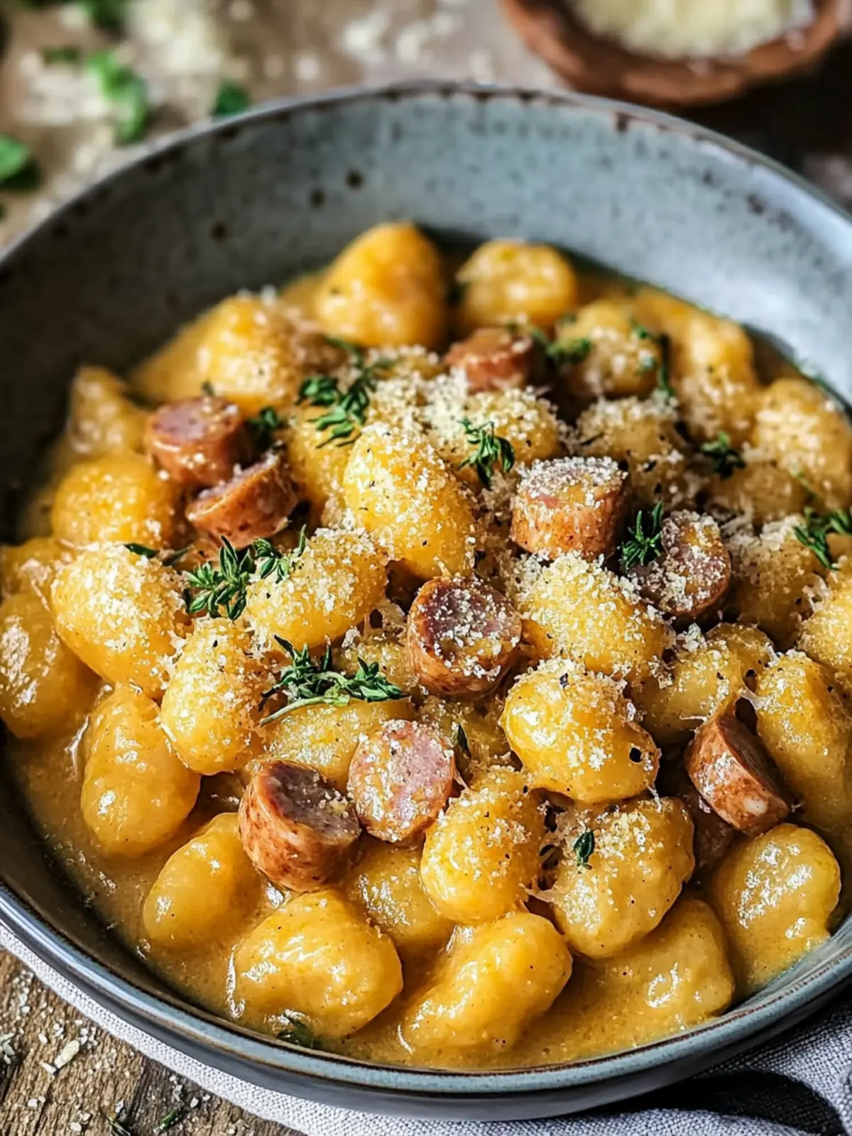 Cremige Butternusskürbis-Gnocchi mit Wurst für gemütliche Abende 4 Cremige Butternusskürbis-Gnocchi mit Wurst