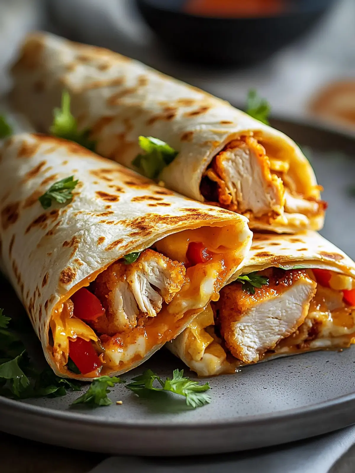 Knusprige Hot Chicken & Käse Wraps aus dem Air Fryer – Schnell und Lecker 2 Knusprige Hot Chicken & Käse Wraps aus dem Air Fryer